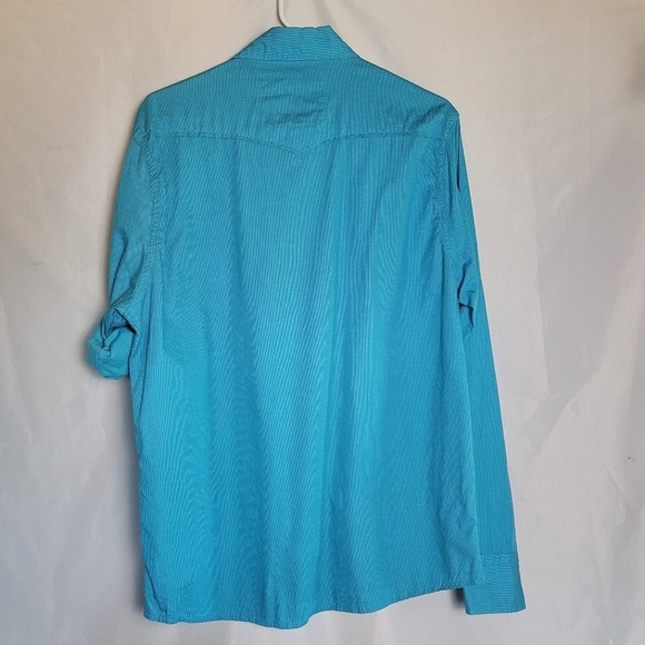 Ditch Plains Men's Blue Micro Dot Roll Tab Sleeve Pearl Snap Shirt Size Large - Picture 6 of 11